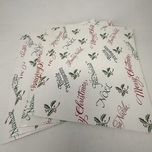 Vintage Christmas Wrapping Paper Gift Wrap 4 Sheets - 22" x 35" Font "Noel"